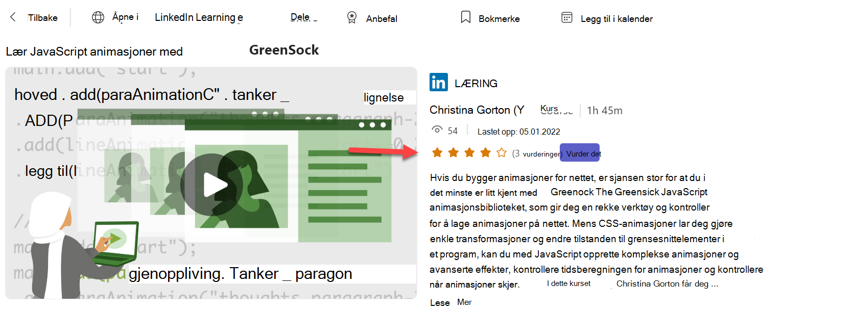 skjermbilde av klassifiseringer av innholdsdetaljer i Viva Learning