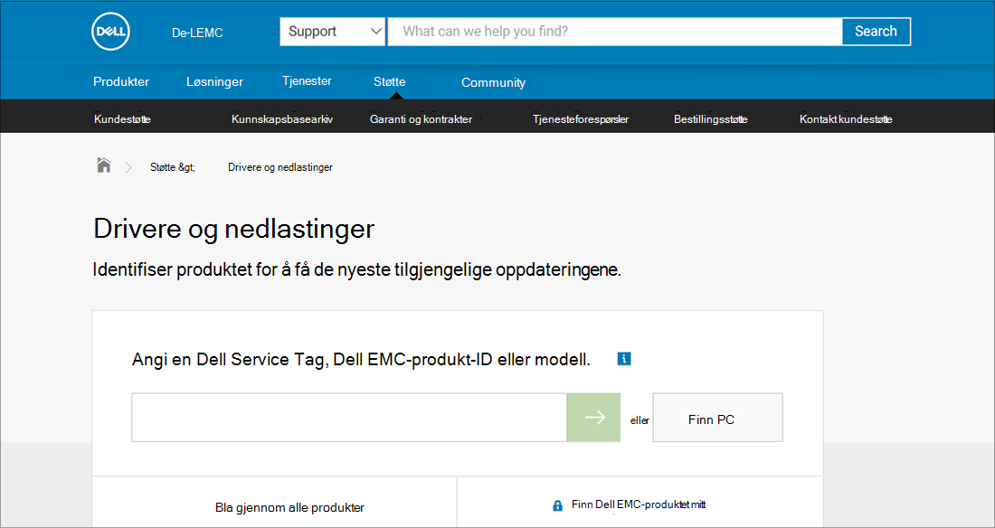 Eksempel på Dell-drivere og OEM-nedlasting
