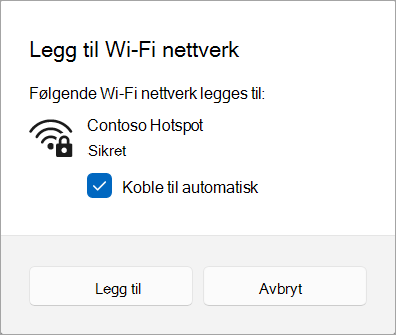 Legge til et Wi-Fi nettverk i Windows 11.