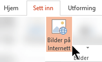 Velg båndet Sett inn på verktøylinje, og velg deretter Bilder på Internett
