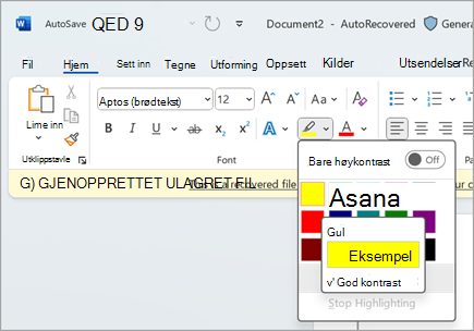 utheve skjermbilde one.pngi Microsoft Word 