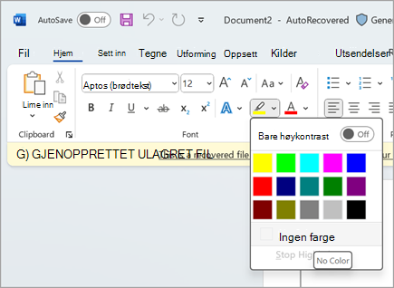 utheve skjermbilde two.pngi Microsoft Word 