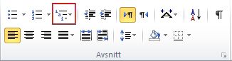 Knappen Liste med flere nivåer