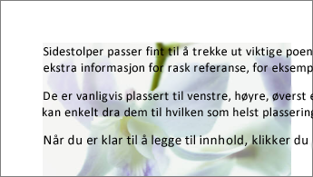 Eksempel på et bilde bak en tekstblokk