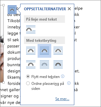 Oppsettalternativer-boksen