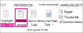 Sette inn flettefelt for adresseområde