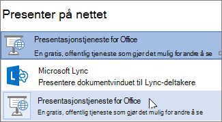 Presentere på nettet med Microsoft Lync