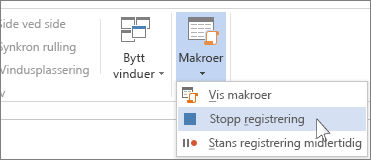 Stopp registrering-kommando