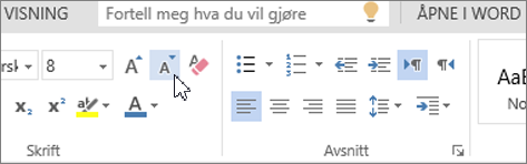 Reduser skriftstørrelse-knappen