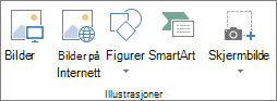 Illustrasjoner-gruppen på Sett inn-fanen i Excel