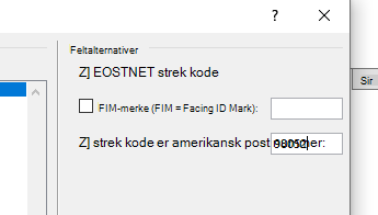 Delen Alternativer for feltkode
