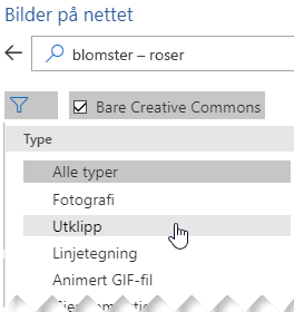 Velg Filter-knappen og velg Utklipp