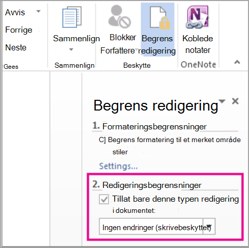 Begrens bare redigering tillat