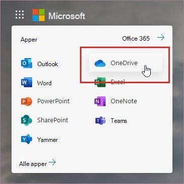 Åpne OneDrive-appen
