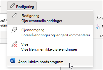 Åpne i skrivebordsprogrammet