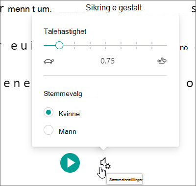 Engasjerende leser stemmeinnstillinger