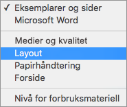 Velge oppsett i dialogboksen Skriv ut