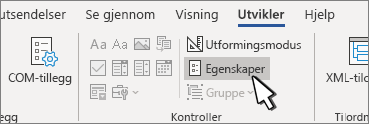 Kontroller egenskaper-knappen
