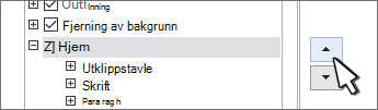 Velg en fane, og bruk opp/ned-knappene