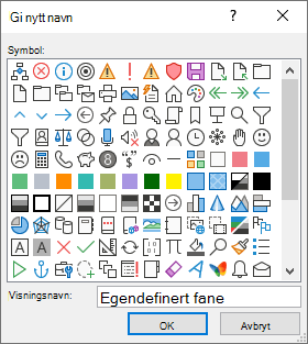 Gi nytt navn til en fane, gruppe eller kommando, og legg til et ikon