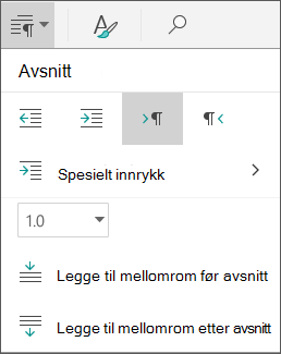 Alternativer for avsnittsavstand