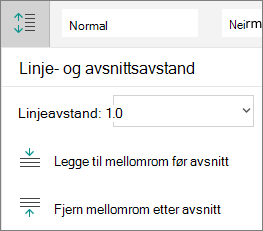 Alternativer for avsnittsavstand