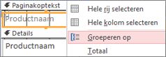 Selecteer de optie Groeperen op om een gegroepeerd rapport te maken