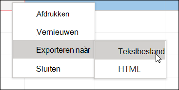 Schermafbeelding van een snelmenu met een submenu