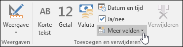 Screesnhot van de groep Toevoegen & Verwijderen op het tabblad Velden.