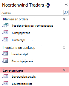 Aangepaste navigatie van Northwind Traders