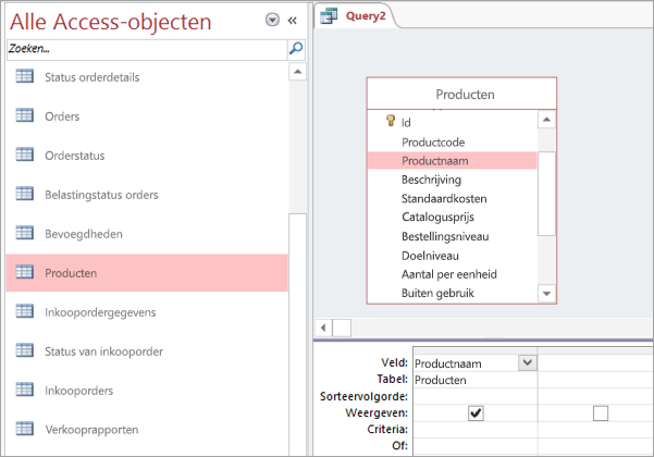 Schermafbeelding van de weergave Alle Access-objecten