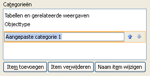 Een nieuwe aangepaste categorie in het navigatiedeelvenster