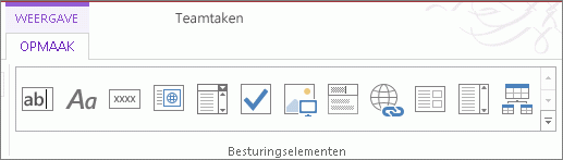 De galerie Besturingselementen op het lint.