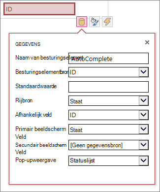 Alle beschikbare eigenschappen in het eigenschappenvenster
