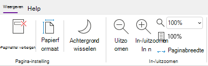 De groep Zoomopties in OneNote voor Windows.