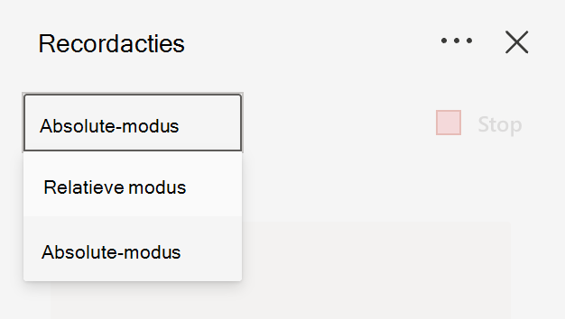 Kies tussen de absolute of relatieve modus bij het opnemen van acties.