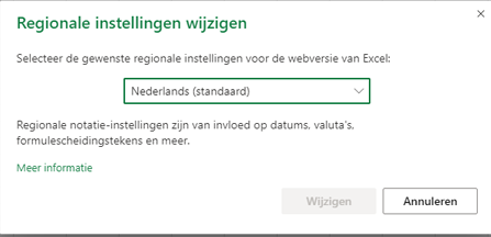 Dialoogvenster Instellingen voor regionale indeling wijzigen