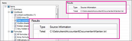 Rapportdetails voor een gegevensverbinding