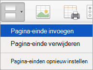 Opties in het menu Pauzes