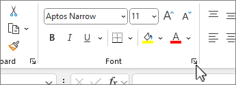 Het startpictogram voor het dialoogvenster Lettertype-instellingen is gemarkeerd