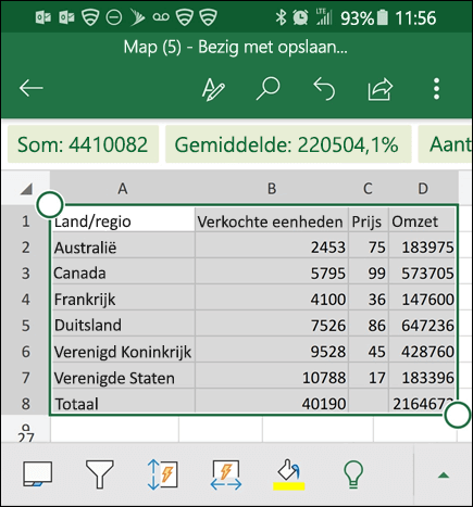 Excel heeft uw gegevens geconverteerd en retourneert het naar het raster.