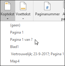 Ingebouwde opties voor kop- & voetteksten