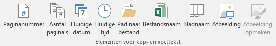 Tabblad Ontwerp lint voor kop- & voetteksten