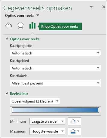 Opties voor kaartgrafieken in het taakvenster Object opmaken in Excel