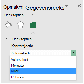 Opties voor projecties in Kaartgrafiek in Excel