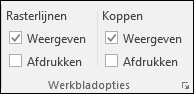 Opties voor pagina-indelingsblad >> Koppen afdrukken
