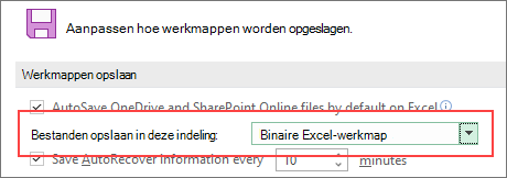 Opslaan in binaire indeling