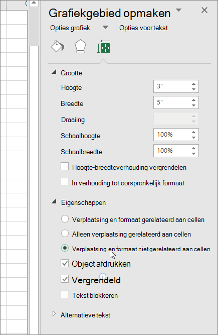 Eigenschappen in het deelvenster Grafiekgebied opmaken