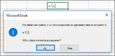 Berichtvak waarin wordt gevraagd om x te vervangen door * voor vermenigvuldigen