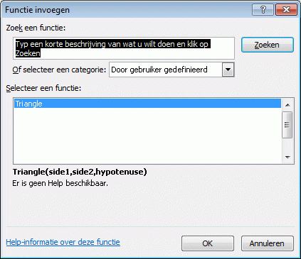 Dialoogvenster functie invoegen